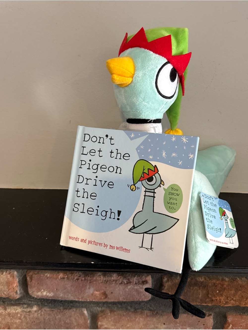 Kohl's Mint Green Pigeon Plush with Festive Elf Hat